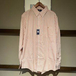 NWT XXL State Traditions Burnt Orange Plaid Button Down with Embroidered Texas